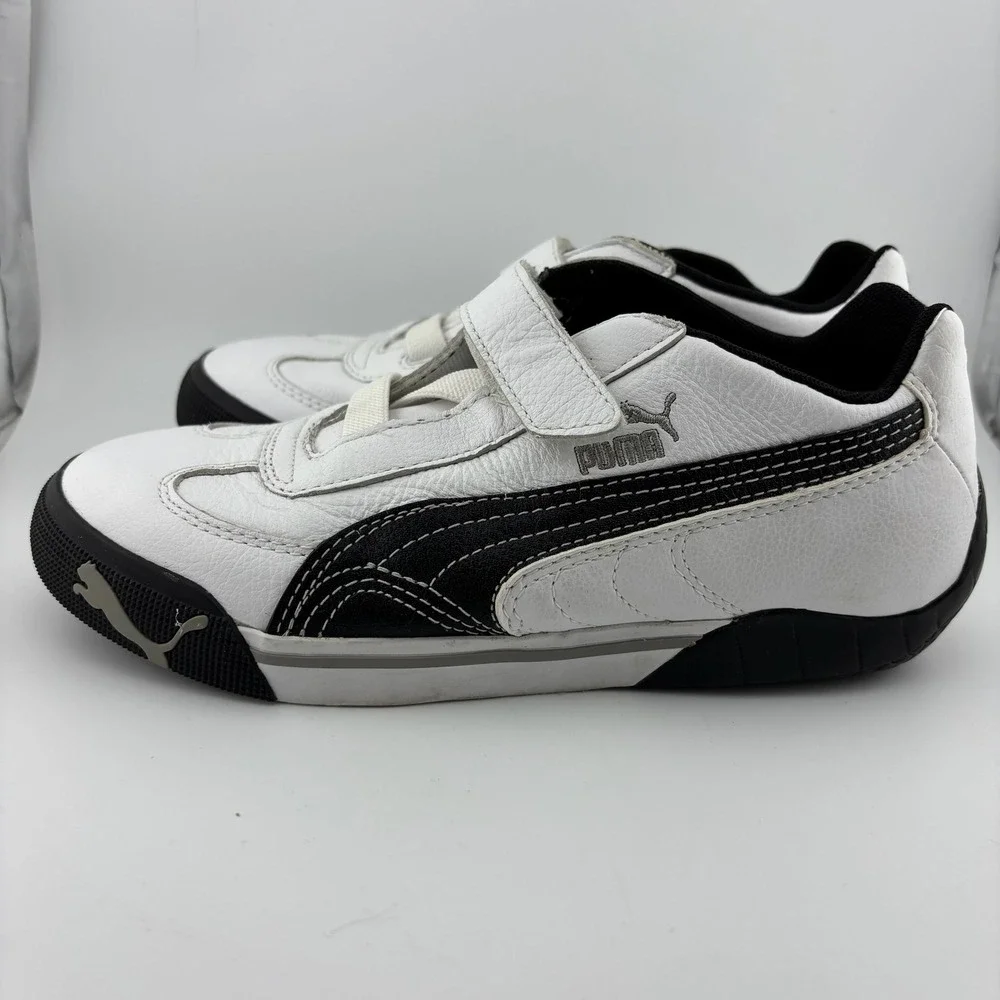 Puma Kinder-fit Sneakers Size 2.5 White Black Excellent Hook and Loop 302868 05